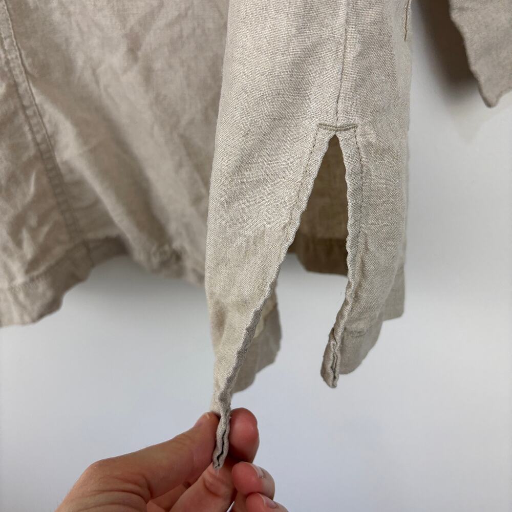 Eileen Fisher Tan 100% Organic Linen Long Jacket Medium relaxed fit - Picture 8 of 10